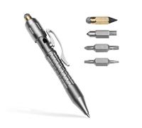 Tacray MP1 Bolígrafo multiherramienta de titanio - Mini bolígrafo de bolsillo EDC con cabezales de herramientas reemplazables, cortador de caja, punta de tungsteno, destornilladores, lápiz y lápiz