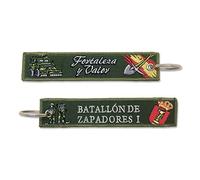 Tacro Llavero Batallon de Zapadores I Fortaleza y Valor Ejercito de Tierra Fuerzas Armadas España Verde Bordado Hilo de Plata
