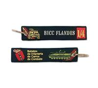 Tacro Llavero BICC Flandes 1/4 Batallón de Infantería de Carros de Combate Ejercito de Tierra Fuerzas Armadas España Verde Bordado Hilo de Plata y Oro
