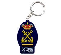 Tacro Llavero Patron de Yate, Diseño Naval con Corona y Anclas Cruzadas, 9 cm, Azul Marino