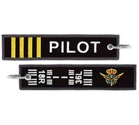 Tacro Llavero Piloto Comercial Capitan Bordado Aviación Aeronáutica Negro