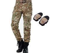 TACSIXTO Pantalones Tácticos Profesionales para Paintball y Airsoft, Multibolsillos con Rodilleras Extraíbles (FR/ES, Letras, L, Regular, Regular, Camo)