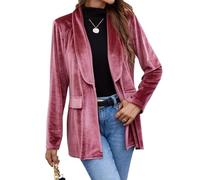 TACSTRUN Chaqueta de Terciopelo Blazer Casual Manga Larga Cuello Solapa Blazer Negocios Largo cárdigan más Ropa,Rosado,L
