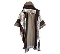 TACSTRUN Poncho con capucha azteca para hombre, capa de capa vintage, manga murciélago, chal, a la moda, de punto, con capucha, Marrón, Large