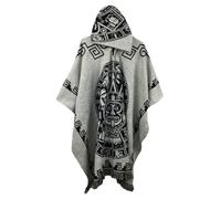 TACSTRUN Poncho con capucha azteca para hombre, capa de capa vintage, manga murciélago, chal, a la moda, de punto, con capucha, Blanco, Medium