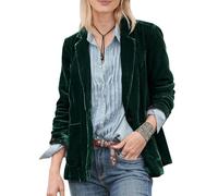 TACSTRUN Traje de Terciopelo Chaqueta Blazer Casual Manga Larga botón Bolsillos Ligero Corto Chaqueta Abrigo Blazer,Verde,S