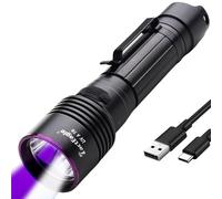 TactEagle UVA-T6 Luz negra y 400 lúmenes recargable Dual LED linterna 2 en 1 365 NM fuerte UV linterna para detección de orina minerales resina curado escorpión camping senderismo pesca al aire libre