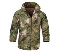 táctica Impermeable Impermeable Windbreaker Thin Militares Cazador Ropa Protector solar de transpiración de secado rápido UV Verano Camuflaje libre chaqueta rápida (L, Ruinas Camo Verde)