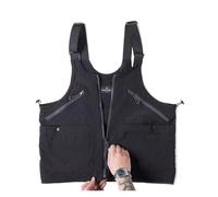 Tactical Chest Rig Bag Chaleco retro for acampar al aire libre, for hombre y mujer, con múltiples bolsillos, ropa de trabajo, sin mangas, bolso hombro, chaqueta doble uso(Black,XXXL)