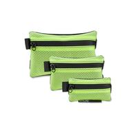 TACTICAL GEEK Storage A5 Juego de 3 Bolsas de Malla Transparentes, Cremallera, PVC, Organizador EDC, Monedas, Molle, Verde Lima