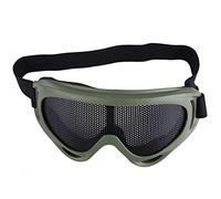 Tactics Gafas de Malla Gafas de Sol de Acero al Carbono Sombreros de Media Cara para Exteriores CS Juego Caza Paintball(Color del ejército)