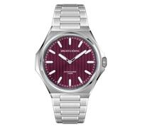 TACTO Specht & Söhne - Reloj de pulsera para hombre Randa 751 Movt ultrafino de acero inoxidable, resistente al agua hasta 100 m, color zafiro, rojo vino, pulsera