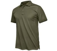 TACVASEN Camisas de Manga Corta para Hombre Polos de Golf de Ajuste Regular Polos para Hombre Verde Militar,M