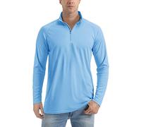 TACVASEN Camiseta Manga Larga 1/4 Cremallera Hombre Camiseta UV Exterior Protección Solar Running Verano Hombre Azul Agua M