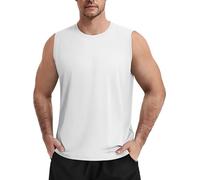 TACVASEN Camiseta sin mangas para hombre, deporte UPF 50+ UV, sin mangas, para gimnasio, culturismo, secado rápido, fitness, Blanco, XL