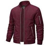 TACVASEN Chaqueta bomber ligera para hombre con bolsillos con cremallera | Chaqueta de otoño, resistente al viento, impermeable, cuello alto, chaqueta piloto con bolsillos con cremallera