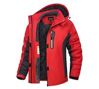 TACVASEN Chaqueta de Esquí Mujer Chaquetas Polares a Prueba de Viento Chaqueta Softshell de Trabajo Chaqueta de Pesca Impermeable Chaqueta con Capucha Rojo