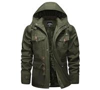TACVASEN Chaqueta de Invierno Hombre Abrigo Militar Chaqueta Lana Verde Táctica Outdoor Chaqueta de Bombardero Cargo Chaqueta Trabajo Algodón Chaqueta Abrigada con Capucha Chaqueta Casual Saco