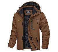 TACVASEN Chaqueta Hombre Invierno Impermeable Chaqueta de Esquí Abrigo con Capucha Softshell Abrigos Térmicos In Pile Winter Jacket for Men Café, L