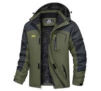 TACVASEN Chaqueta Hombre Invierno Impermeable Chaqueta Esquí Hombre Cortavientos Running Chubasquero Abrigo Senderismo Softshell Verde Militar, M