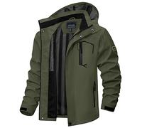 TACVASEN Chaqueta Impermeable con Capucha para Hombre Chaqueta Ligera para la Lluvia Senderismo al Aire Libre Ropa Deportiva Informal Verde Militar,M