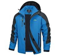 TACVASEN Chaqueta impermeable ligera para hombre, chaqueta de senderismo con capucha, azul, M