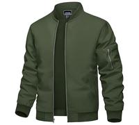 TACVASEN Chaqueta Ligera Hombre Chaqueta de Bombardero Casual Chaqueta de Primavera Bomber Jacket Chaqueta Softshell con Bolsillos Ejercito Verde