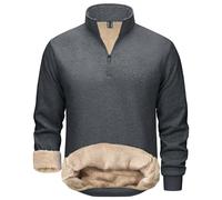 TACVASEN Pullover de Polar de Peso Pesado para Hombres Cálido para Invierno Sudadera de Manga Larga con Forro Sudaderas Hombres Gris Oscuro, M
