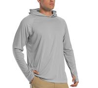 TACVASEN Sudadera con Capucha Camiseta Protector Solar Camiseta Manga Larga Hombre Verano UPF 50+ Sun Hoodie UV Camisa Trabajo Tecnica Gris Claro, XXL