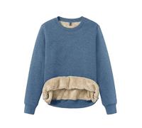 TACVASEN Sudadera para Mujer Cuello Redondo Sudadera Largo Suéter de algodón Oversized Elegante Casual Top Tops Invierno Liso Blusa Gris Azul, M