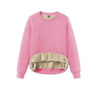 TACVASEN Suéter de Mujer para Invierno Sudaderas de Algodón Cuello Redondo Sudaderas de Chándal Liso Suéter de Lana Tops Casuales Blusa Rosa Gris, M