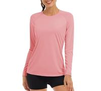 TACVASEN Tops de Corriendo Mujeres Tops Manga Larga Camisetas Casual UV Top de Protección Solar Señoras Caminar Camiseta de Deportivos Top Al Aire Libre Vaerano Base Layer Rosa