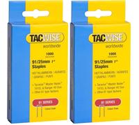 TACWISE 0285 Grapas de Corona Estrecha 91/25mm, Metalizado, 91/25 mm, Set de 1000 Piezas (Paquete de 2)