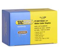 TACWISE 1094 Blanca y de Puntas Divergentes CT-60/10mm, Caja de 5 x 1,000 Grapas para Cables de Color CT60/10mm, 10 mm
