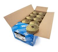 TACWISE 1230 Clavos en Bobina Plana Galvanizados de Tipo 2,1/32 mm, Vástago Anillado, Inclinados 16°, Agrupados con Alambre, Paquete de 14.400, Dorado, 32mm