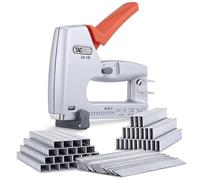 Tacwise 1764 Set con Pistola Grapadora Clavadora Metálica 4 en 1 Z4-140 | Incluye 2000 Grapas 140 / 8mm, 2000 Grapas 91 / 14mm y 2000 Clavos 18G / 15mm, Utiliza Fijaciones Tipo 140 91 18G y 180