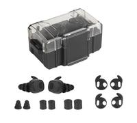 TACWJDM Auriculares Tácticos Bluetooth 5.3, Tapones Electrónicos para Tiro, Orejeras, Protección Auditiva, con Captación De Sonido Y Reducción De Ruido, para Campos De Tiro, Caza(BK)