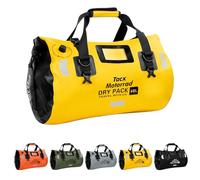 Tacxmotorrad - Bolsa Impermeable para Hombre y Mujer, Mochila Enrollable con Correas de fijación rápida, Bolsa de sillín de Moto para Motocicleta, Rafting, Barco, Kayak, Viaje, 48 L, Amarillo