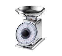 Tada Báscula de cocina analógica de acero inoxidable con porciones precisas de 11 libras, cuenco extraíble, función de tara, estilo retro, apta para cocina