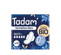 Tadam' Hygiène Féminine Toalla íntima Dermo-Sensitiva Ultra Nuit 10 unidades