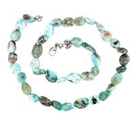 Taddart Minerals - Collar de pepita azul claro de la piedra natural Larimar con 45 cm de longitud - Hecho a mano, Gema