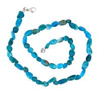 Taddart Minerals - Collar de pepita azul de piedra natural de apatita, 45 cm de longitud, hecho a mano, Gema