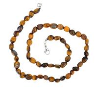 Taddart Minerals - Collar de pepita de piedra natural de ojo de tigre con 45 cm de longitud, hecho a mano, Gema