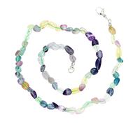 Taddart Minerals - Collar de pepita de piedras preciosas naturales de fluorita de 45 cm de longitud, hecho a mano, Gema
