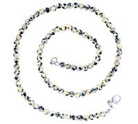 Taddart Minerals - Collar de piedra dálmata natural de color beige y negro, con bolas de 4 mm y 45 cm de longitud, hecho a mano, Piedra dálmata