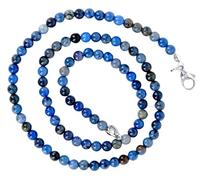 Taddart Minerals - Collar de piedra preciosa natural azul dumortierita con bolas de 4 mm y 45 cm de longitud, hecho a mano, dumortierita, Dumortierite (22236)