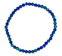 Taddart Minerals - Pulsera azul verde de piedras preciosas naturales de azurita y malaquita con bolas de 4 mm montadas en hilo elástico de nailon - Hecho a mano, 18 cm, Caucho, Azurita