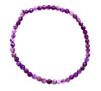 Taddart Minerals - Pulsera lila de piedra preciosa natural amatista con cuentas facetadas de 4 mm colocadas en hilo de nailon elástico - Hecho a mano.