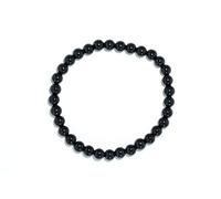 Taddart Minerals - Pulsera negra de la piedra preciosa natural turmalina Schörl con bolas de 6 mm en hilo de nailon elástico - hecha a mano