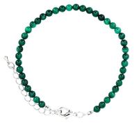 Taddart Minerals - Tobillera verde de malaquita natural con bolas de 4 mm y una extensión - hecha a mano, Malaquita